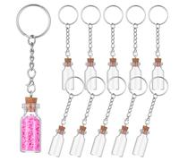 HJZHII Lot de 10 mini bouteilles en verre de 3 ml - Porte-clés avec bouchon en liège - Petites jars magiques - Bouteilles miniatures pour loisirs créatifs, sac à dos, sac à dos, mariage, argent