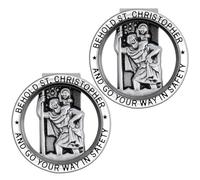 HJZHII Lot de 2 clips pour médailles de visière de Saint-Christophe - Clips religieux automobiles - Clip de sécurité pour nouveau conducteur, bébé, conducteur, famille, ami