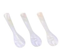 HJZHII Lot de 3 cuillères à caviar, cuillères en nacre avec poignée ronde artisanale pour crème glacée, œuf, café, sel, sucre, gâteau, service au restaurant, 9,9 cm
