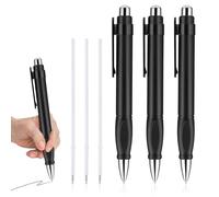 HJZHII Lot de 3 grands stylos à bille rétractables avec 3 recharges, grande taille et prise en main facile pour tremblements, arthrite, maladie de Parkinson, canal carpien, personnes âgées, école,