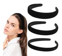 HJZHII Lot de 3 serre-têtes en velours noir pour femme - 1 cm, 2 cm et 3 cm - Serre-tête Dirndl solide et simple - Accessoire de cheveux tendance pour filles et femmes
