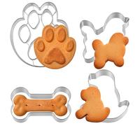 HJZHII Lot de 4 emporte-pièces en acier inoxydable - Gaufrier - Décoration de gâteau - Pat' Patrouille - Chien - Grand os - Petit os - Pour biscuits