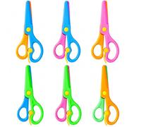HJZHII Lot de 6 ciseaux de sécurité en plastique pour pâte à modeler, ciseaux de sécurité anti-pincement, ciseaux colorés à pointe émoussée pour enfants, enfants préscolaires, coordination œil-main