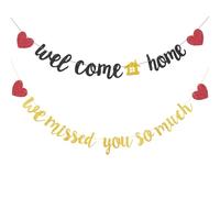 HJZHII Welcome Home We Missed You So Much - Bannière de bienvenue à paillettes - Décoration de fête pour le retour à la maison des adolescents et la retraite (doré)