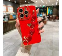 HJZSZX Coque de Protection Souple et Luxueuse pour iPhone 14Plus, Motif cœur et Amour (Rouge)