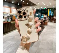 HJZSZX Coque de Protection Souple et Luxueuse pour iPhone 15Plus, Motif cœur et Amour (Blanc)