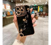 HJZSZX Coque de Protection Souple et Luxueuse pour iPhone 16 Plus, Motif cœur et Amour (Noir)