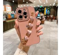 HJZSZX Coque de Protection Souple et Luxueuse pour iPhone 16 Plus, Motif cœur et Amour (Rose)