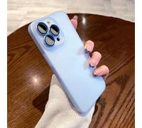 HJZSZX Coque translucide Ultra Fine et Mate pour iPhone 15 Plus, Protection d'appareil Photo en Verre métallique avec Anneau Rigide (pour iPhone 15 Plus/Far Peak Blue)