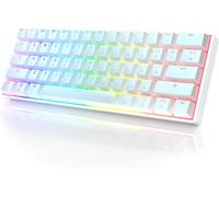 HK Gaming Clavier mécanique de jeu GK61 - 61 touches rétroéclairées RVB programmables - Commutateurs optiques Gateron Jaune - 0,2 ms, Mac et Windows - Anti-ghosting NKRO, USB-C - Blanc