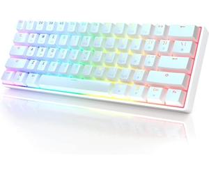 HK Gaming Clavier mécanique de jeu GK61 - 61 touches rétroéclairées RVB programmables - Commutateurs optiques Gateron Jaune - 0,2 ms, Mac et Windows - Anti-ghosting NKRO, USB-C - Blanc