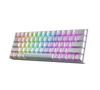HK GAMING GK61 Clavier de jeu mécanique 60 % v3, 61 touches multicolores RVB rétroéclairé pour joueur de PC/Mac, disposition américaine (blanc, cerise Mx rouge)