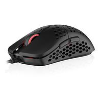 HK Gaming Mira M Souris de jeu RVB ultra légère | Coque en nid d'abeille | 63 g | Max 12 000 ppp | Filaire USB | 6 boutons programmables | Mémoire intégrée | Grips antidérapants | Mira-M Noir