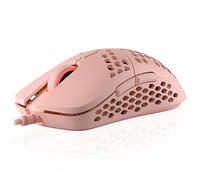 HK Gaming Mira S Souris de jeu RVB ultra légère | Coque en nid d'abeille | 61 g | max 12 000 ppp | Filaire USB | 6 boutons programmables | Mémoire intégrée | Grips antidérapants | Quartz rose Mira-S
