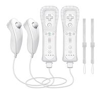 HK&Hanker Lot de 2 manettes Motion Plus compatibles avec les consoles Nintendo Wii et Wii U, manettes de jeu sans fil blanches