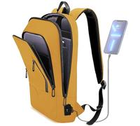 hk Sac à dos pour homme d'affaires mince avec chargeur USB ordinateur léger antivol voyage, jaune, 15.6 Inch, Tous les jours