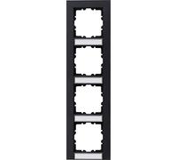 HK07 - Cadre de recouvrement 4 Prises, Installation Verticale, avec Champ d'écriture, Couleur : Anthracite