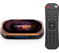 HK1 RBO4 Android 11.0 Smart Player Amlogic S905X4 Chip Décodage vidéo 8K 2,4G+5G bi-bande WiFi Bluetooth 4.1 avec affichage numérique avec télécommande 4GB+32GB Réglementation européenne
