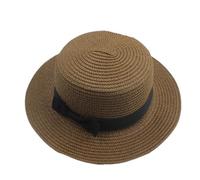 HKABCXT Chapeau de Paille à Large Bord Chapeaux d'été for Femmes Chapeau de Soleil Plage Dames Mode Plat Brom nœud Papillon Dame décontracté Chapeaux for Les Paille(Brown,Adult Size56-58cm)