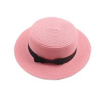 HKABCXT Chapeau de Paille à Large Bord Chapeaux d'été for Femmes Chapeau de Soleil Plage Dames Mode Plat Brom nœud Papillon Dame décontracté Chapeaux for Les Paille(Pink,Child Size 51-54cm)