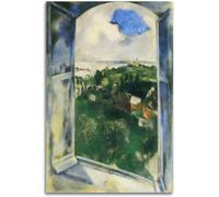 HKAHF AJWUQ Affiches célèbres de Marc Chagall Art Mural à fenêtre Ouverte Impression Abstraite Peinture sur Toile Marc Chagall Image rétro pour la décoration du Salon 60x90cm sans Cadre