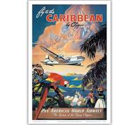 HKAHF AJWUQ Affiches de Sky Pilot 《Caribbean Riverside》 Wall Art Airline Exposition Canvas Tails Retro Prints for Room Decoration Picture 20X30CMX1