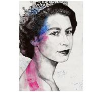 HKAHF AJWUQ Art Mural d’Exposition Elizabeth II《Portrait féminin》Affiche Estampes Elizabeth II Peinture rétro sur Toile pour décoration de Salon 40x60cmx1 sans Cadre