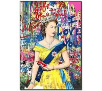 HKAHF AJWUQ Art Mural Elizabeth II《Affiche d’Exposition Reine Elizabeth》 Élisabeth II Estampes Peinture rétro sur Toile pour décoration de Salon 40x60cmx1 sans Cadre
