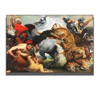 HKAHF AJWUQ Atelier De Pierre Paul Rubens Art Mural《Le Tigre》Posters Paul Rubens Impressions Peinture sur Toile Rétro pour Salon Décoration Intérieure Images 80x60cm sans Cadre
