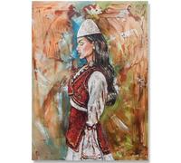 HKAHF AJWUQ Célèbre Affiche Albanie《Femme avec Un Chapeau》Art Mural Albanie Exposition Peintures sur Toile Impressions Rétro pour La Décoration De La Chambre Photo 30x40cmx1 sans Cadre
