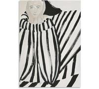 HKAHF AJWUQ Célèbre Affiche de Sofia Lind《Vêtements rayés》Peintures murales Lignes de Corps Imprimés Peinture Moderne sur Toile Tableau Nordique pour la décoration du Salon 50x70cmx1 sans Cadre