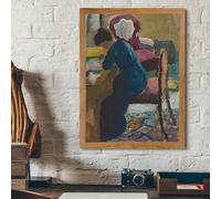 HKAHF AJWUQ Célèbre August Macke Poster《Peindre sérieusement Femme》Peinture sur Toile Art Mural Abstrait August Macke Impressions pour Décors Intérieurs Photos 10x20cm sans Cadre