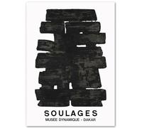 HKAHF AJWUQ Célèbre Dakar Affiche 《Soulages》Impressions Musée Moderne Dynamique Peinture sur Toile Art Mural Abstrait pour Salon Décor Photo 70x50cmx1 sans Cadre