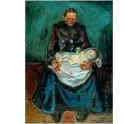 HKAHF AJWUQ Célèbre Edvard Munch Poster《Femme avec Un Enfant Malade》Impressions d’Art murales Barbarie Peinture sur Toile Photo Nordique pour décor de Salon 40x60cmx1 sans Cadre
