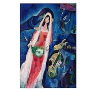 HKAHF AJWUQ célèbre Marc Chagall Poster《Blue Love》Art Mural Abstrait Marc Chagall Imprime Marc Chagall Peinture Toile pour la décoration intérieure 30x50cm sans Cadre