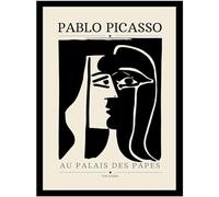 HKAHF AJWUQ célèbre Pablo Picasso Affiche Noir Blanc Visage Humain Mur Art Impressions au Trait Peinture sur Toile Abstraite pour Salon décor Image 40x50cmx1 sans Cadre