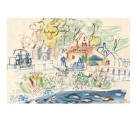 HKAHF AJWUQ Célèbre Raoul Dufy Affiches Village Vue Murale Art Abstrait Toile Peinture Aquarelle pour Salon Décoration Intérieure Photos 70x50cm sans Cadre