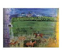 HKAHF AJWUQ Célèbre Raoul Dufy Art Mural《Hippodrome》Affiches Rétrospective Exposition Impression Raoul Dufy Peinture sur Toile pour Salon Décor Photo 50x30cm sans Cadre