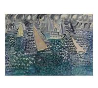 HKAHF AJWUQ Célèbre Raoul Dufy Art Mural《Voilier》Affiches Rétrospective Exposition Impression Raoul Dufy Peinture sur Toile pour Salon Décor Photo 90x60cm sans Cadre
