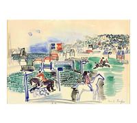 HKAHF AJWUQ Célèbre Raoul Dufy Exposition Art Mural《Course De Chevaux》Affiches Impression Rétro Raoul Dufy Peinture Sur Toile Pour Salon Décor Photo 60x40cm SANS Cadre