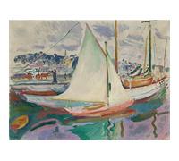 HKAHF AJWUQ Célèbre Raoul Dufy Exposition Art Mural《La Voile Blanche》Affiches Impression Rétro Raoul Dufy Peinture sur Toile pour Salon Décor Photo 60x90cm sans Cadre