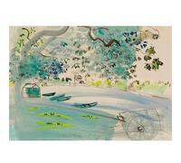 HKAHF AJWUQ Célèbre Raoul Dufy Wall Art《Bateau Au Bord de La Rivière》Affiches D’exposition Impression Rétro Raoul Dufy Peinture Sur Toile Pour Salon Décor Photo 80x60cm SANS Cadre