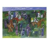 HKAHF AJWUQ Célèbre Raoul Dufy Wall Art《Course de Chevaux》Affiches d’Exposition Impression rétro Raoul Dufy Peinture sur Toile pour décor de Salon Photo 50x30cm sans Cadre