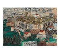 HKAHF AJWUQ Célèbre Raoul Dufy Wall Art《Le bâtiment》Affiches Rétro Exposition Impression Raoul Dufy Peinture sur Toile pour Salon Décor Photo 70x50cm sans Cadre