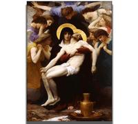 HKAHF AJWUQ célèbre William Adolphe Bouguereau Wall Art《Prier》Affiches Homme Impressions Le Corbeau Peinture sur Toile pour Salon Décoration Intérieure Photos 60x90cm sans Cadre