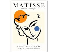 HKAHF AJWUQ Célèbres Affiches Henri Matisse《Papiers Découpés》Art Mural Henri Matisse Peintures sur Toile Impressions Rétro pour La Décoration De La Chambre Photo 40x50cmx1 sans Cadre