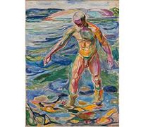 HKAHF AJWUQ Célèbres Edvard Munch Exposition Affiches 《Homme Bain》Art Mural Impressions Abstraites Edvard Munch Peinture sur Toile pour Décoration Intérieure Photo 50x70cmx1 sans Cadre