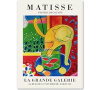 HKAHF AJWUQ Célèbres Henri Matisse Posters Chat Mange Poisson Art Mural Matisse Impressions Matisse Peinture sur Toile pour Salon Chambre Décor Photos 30x50cm sans Cadre