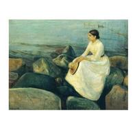 HKAHF AJWUQ Edvard Munch Poster《Nuit d’été sur la Plage》Impressions d’Art murales Barbarie Peinture sur Toile Photo Nordique pour décor de Salon 90x60cmx1 sans Cadre