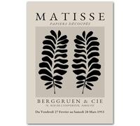 HKAHF AJWUQ Henri Matisse Poster 《Feuilles Noires》Art Mural Henri Matisse Exposition Peintures sur Toile Impressions Rétro pour La Décoration De La Chambre Photo 20x30cmx1 sans Cadre